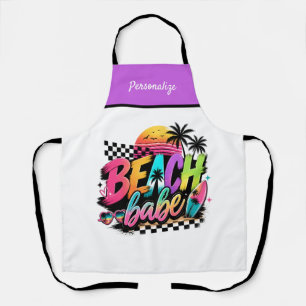 Personalised Retro Beach Babe Summer Vibe Design Apron