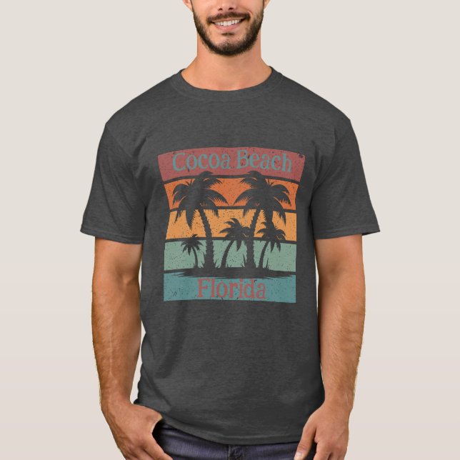 Personalised Retro Beach Palms Sunset  T-Shirt (Front)