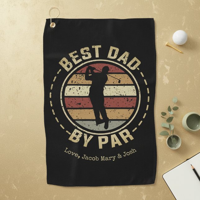 Personalised Retro Best Dad by Par Golf Towel (Creator Uploaded)