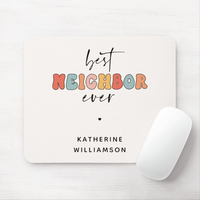 Personalised Retro Best Neighbour Ever Cute Mouse Mat (With Mouse)