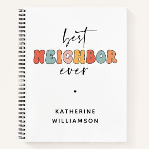 Personalised Retro Best Neighbour Ever Cute Notebook