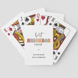 Personalised Retro Best Neighbour Ever Cute Playing Cards