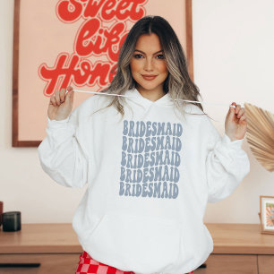 Personalised Retro Boho Dusty Blue Bachelorette Hoodie