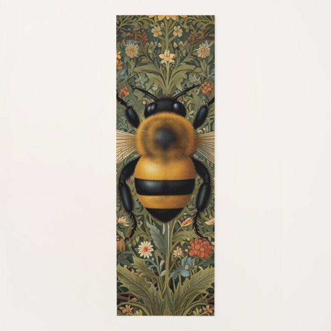 Personalised retro bumblebee boho botanical  yoga mat (Front)