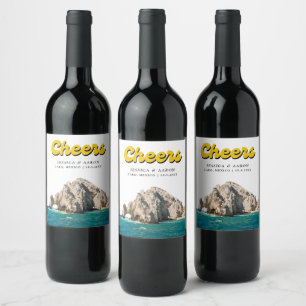 Personalised Retro Cabo Wedding Wine Label