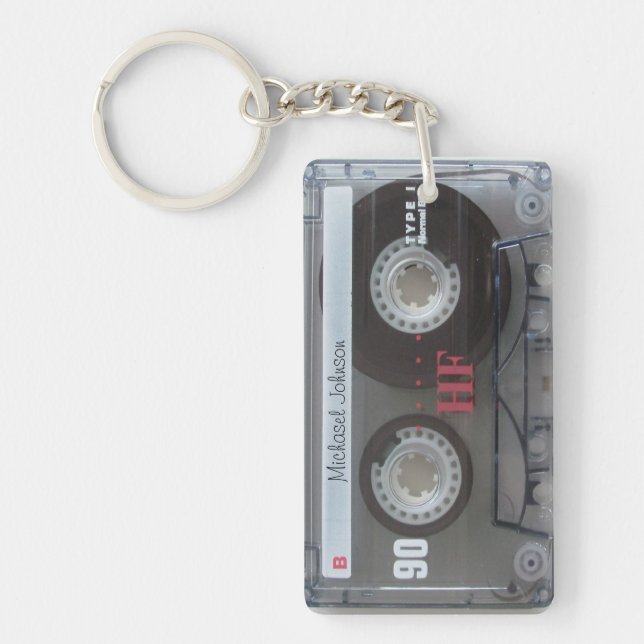 Personalised retro Cassette mix-tape Key Ring (Front)