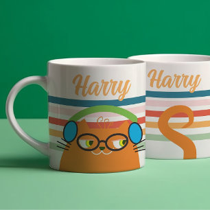 Personalised Retro Cat Coffee Mug