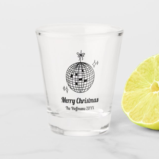 Personalised Retro Christmas Favour Shot Glass (Front)