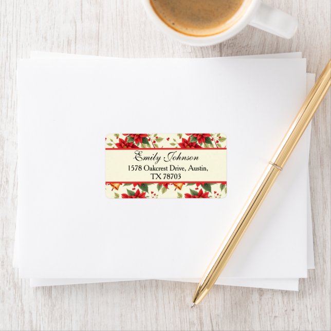 Personalised Retro Christmas Floral Stationery  Label (Insitu)