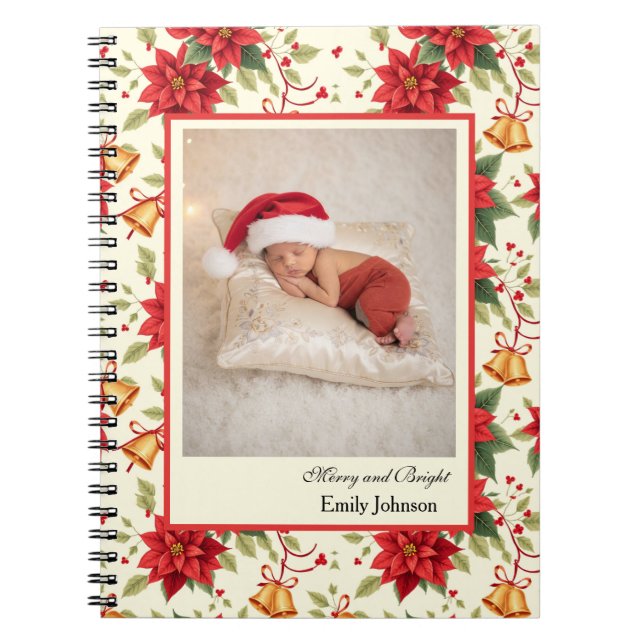 Personalised Retro Christmas Floral Stationery  Notebook (Front)