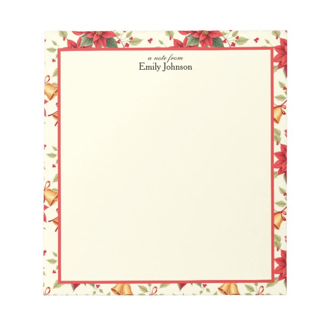 Personalised Retro Christmas Floral Stationery  Notepad (Front)