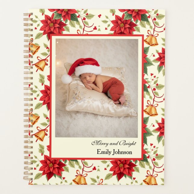 Personalised Retro Christmas Floral Stationery  Planner (Front)