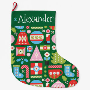 Personalised Retro Christmas Gifts Stocking