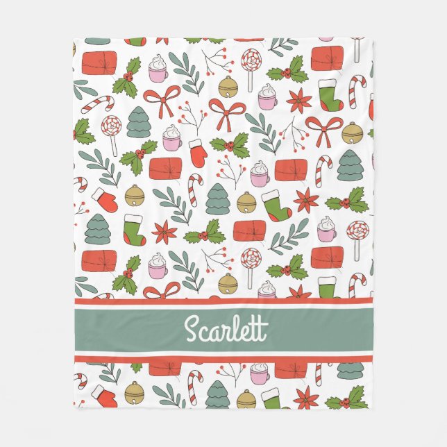 Personalised Retro Christmas Y2k Fleece Blanket (Front)