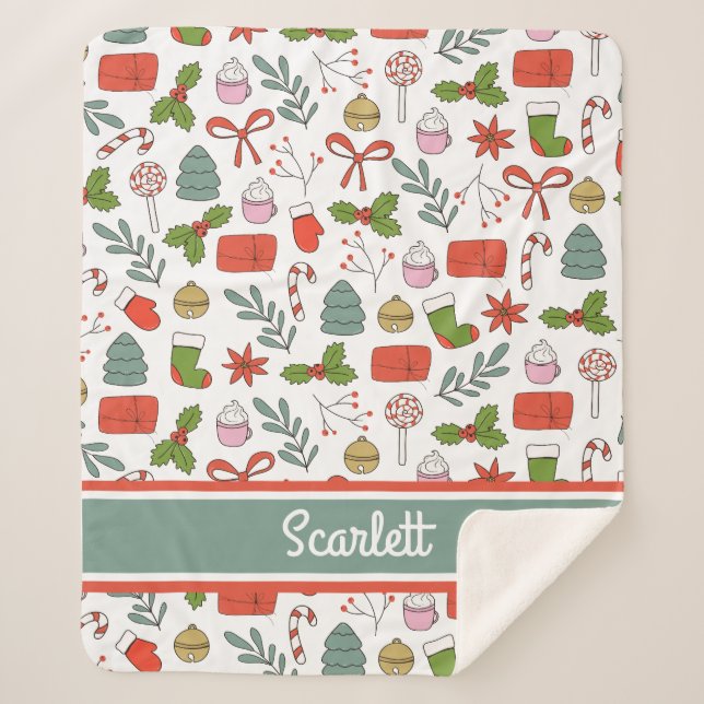 Personalised Retro Christmas Y2k Sherpa Blanket (Front)