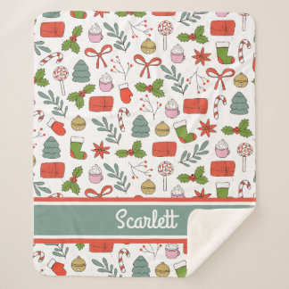 Personalised Retro Christmas Y2k Sherpa Blanket