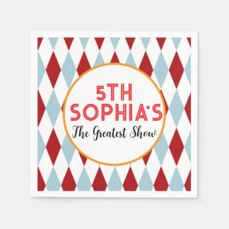 Personalised Retro Circus Diamond Pattern Custom  Napkin
