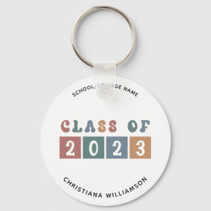 Personalised Retro Class of 2023 Graduation Cute Key Ring