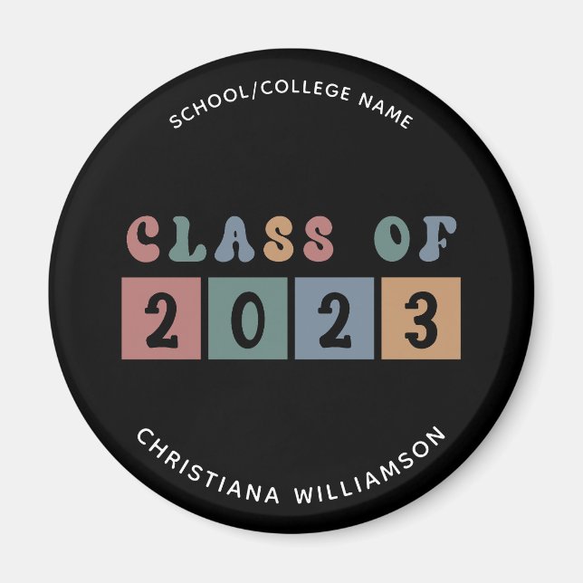 Personalised Retro Class of 2023 Graduation Cute Magnet (Front)