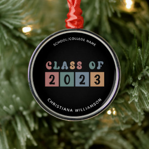 Personalised Retro Class of 2023 Graduation Cute Metal Tree Decoration
