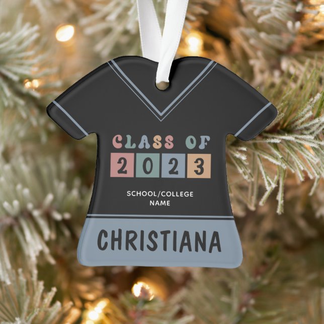Personalised Retro Class of 2023 Graduation Cute Ornament (Tree)