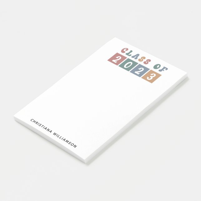 Personalised Retro Class of 2023 Graduation Cute Post-it Notes (Angled)