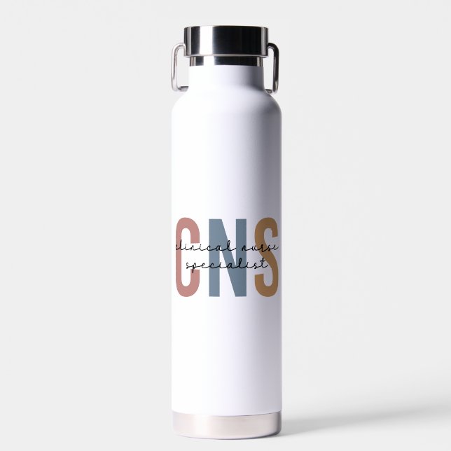Personalised Retro CNS Clinical Nurse Specialist Water Bottle (Front)