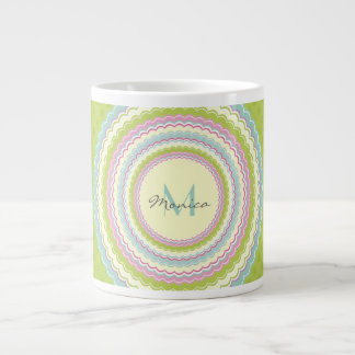 Personalised Retro Colourful Flower Power Monogram Large Coffee Mug