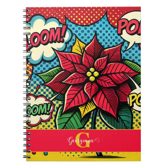 Personalised Retro Comic Book Pop Art Poinsettia (Front)
