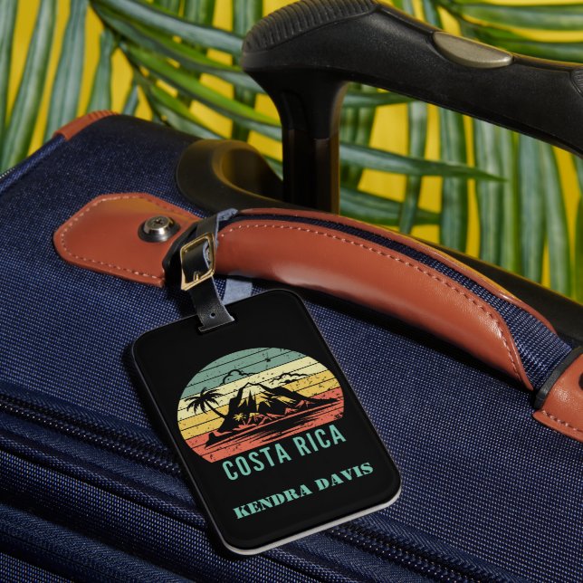 Personalised Retro Costa Rica Souvenir Luggage Tag (Front Insitu 1)