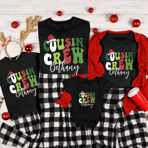 Personalised Retro Cousin Crew Christmas Matching Tri-Blend Shirt
