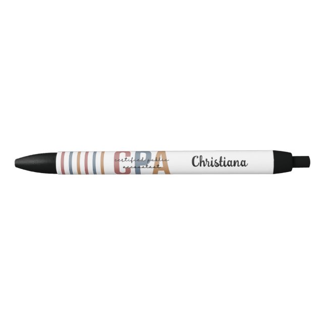 Personalised Retro CPA Certified Public Accountant Black Ink Pen (Front)