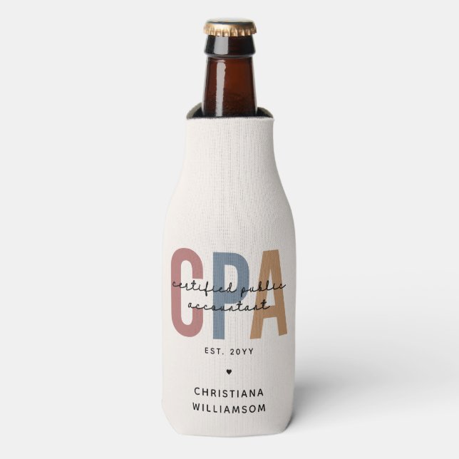 Personalised Retro CPA Certified Public Accountant Bottle Cooler (Bottle Front)
