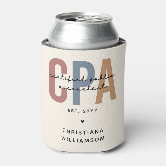 Personalised Retro CPA Certified Public Accountant Can Cooler (Can Front)
