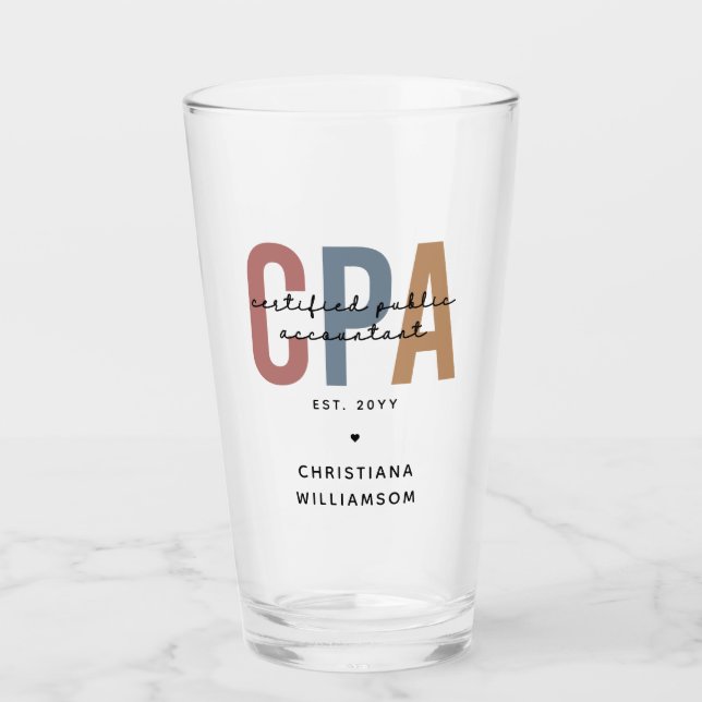 Personalised Retro CPA Certified Public Accountant Glass (Front)
