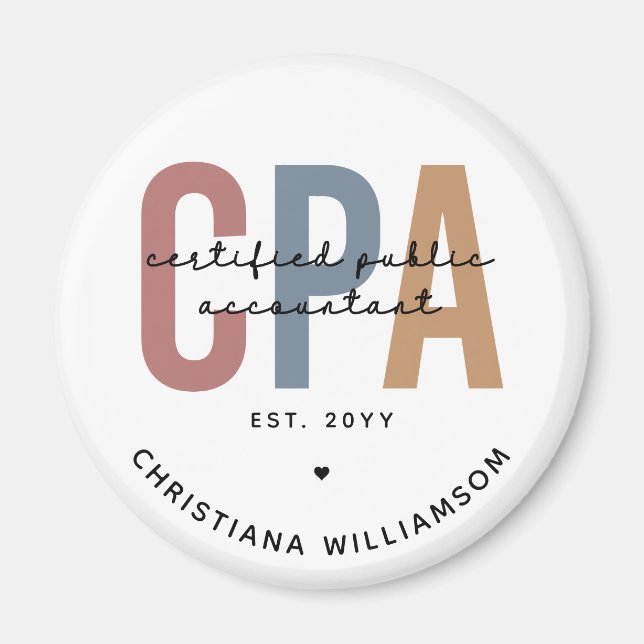 Personalised Retro CPA Certified Public Accountant Magnet (Front)