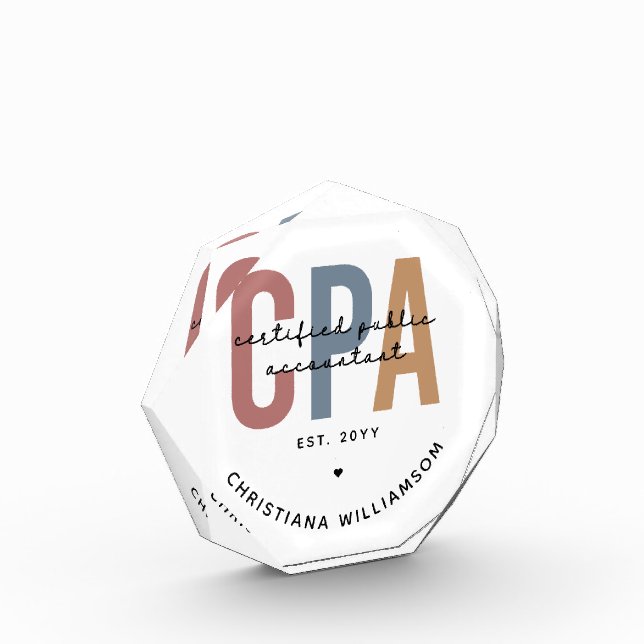 Personalised Retro CPA Certified Public Accountant Photo Block (Left)