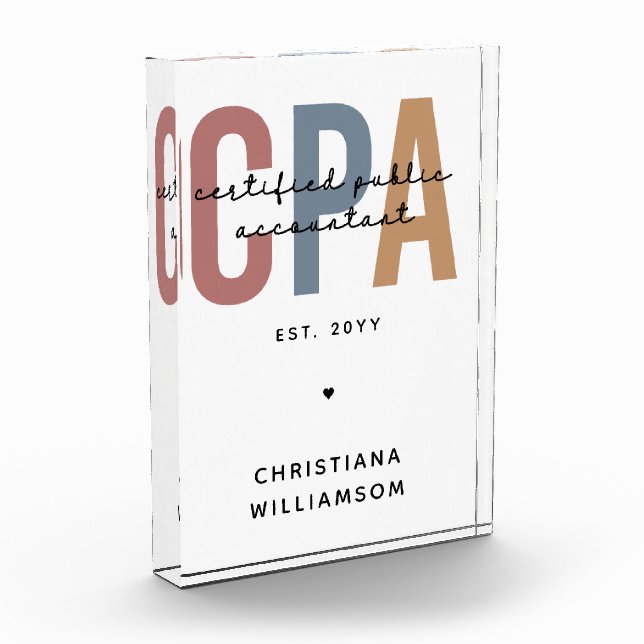 Personalised Retro CPA Certified Public Accountant Photo Block (Left)