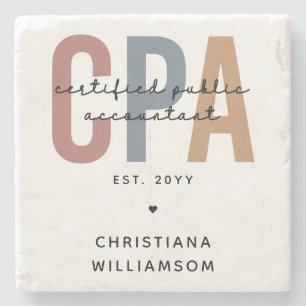 Personalised Retro CPA Certified Public Accountant Stone Coaster