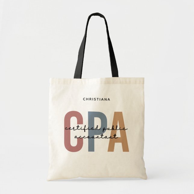 Personalised Retro CPA Certified Public Accountant Tote Bag (Front)