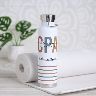Personalised Retro CPA Certified Public Accountant Water Bottle