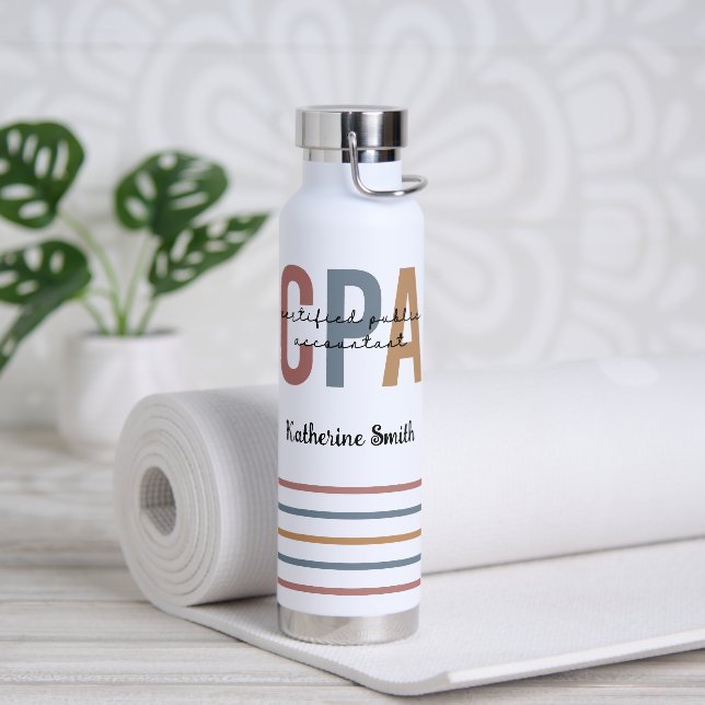 Personalised Retro CPA Certified Public Accountant Water Bottle (Yoga)