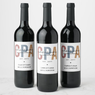 Personalised Retro CPA Certified Public Accountant Wine Label