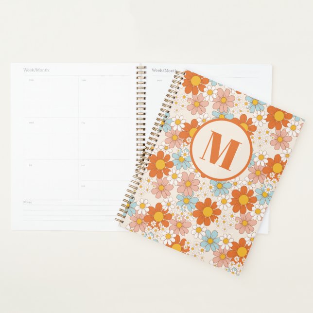Personalised Retro Daisy Floral Monogram Planner (Display)