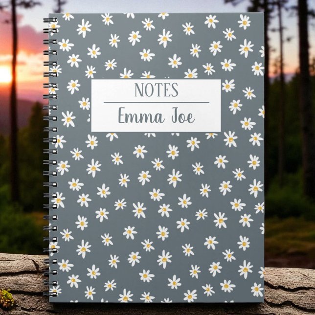 Personalised Retro Daisy Flowers with Name Notebook (Creator Uploaded)