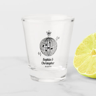 Personalised Retro Disco Ball Wedding Shot Glass