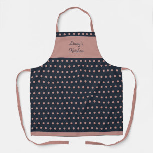 Personalised Retro Dusty Rose Polka Dotted Apron