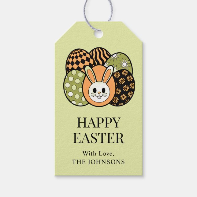 Personalised Retro Easter Bunny Gift Tag (Front)