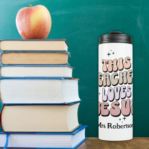 Personalised retro faith teacher appreciation  thermal tumbler