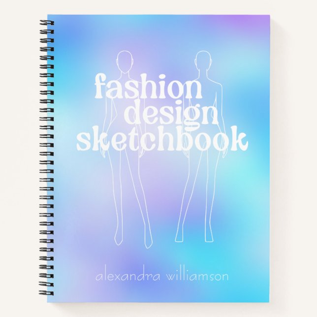 Personalised Retro Fashion Design Sketchbook Notebook (Front)